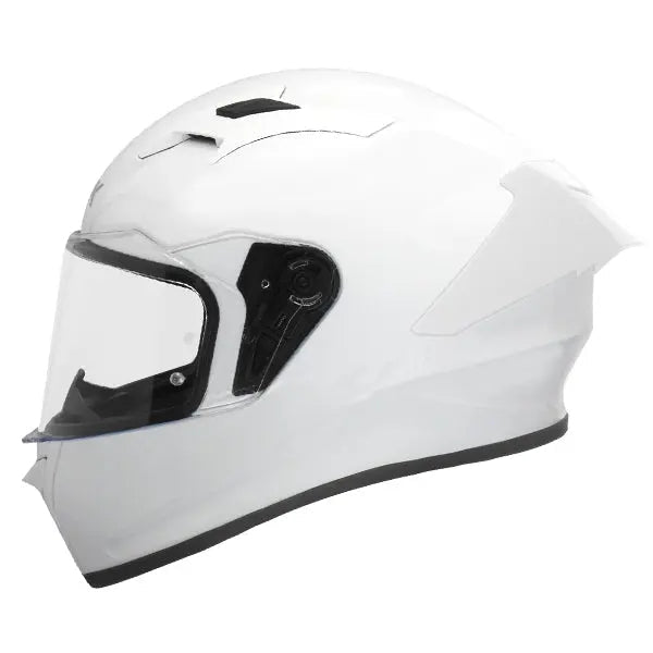 SMK Stellar Unicolour GL100 White helmet, left-side three-quarter view