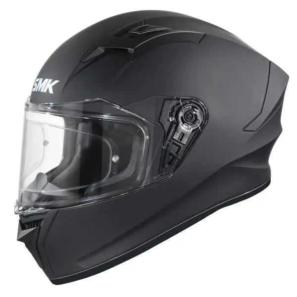 SMK Stellar Unicolour MA200 Matt Black helmet, left-side three-quarter view