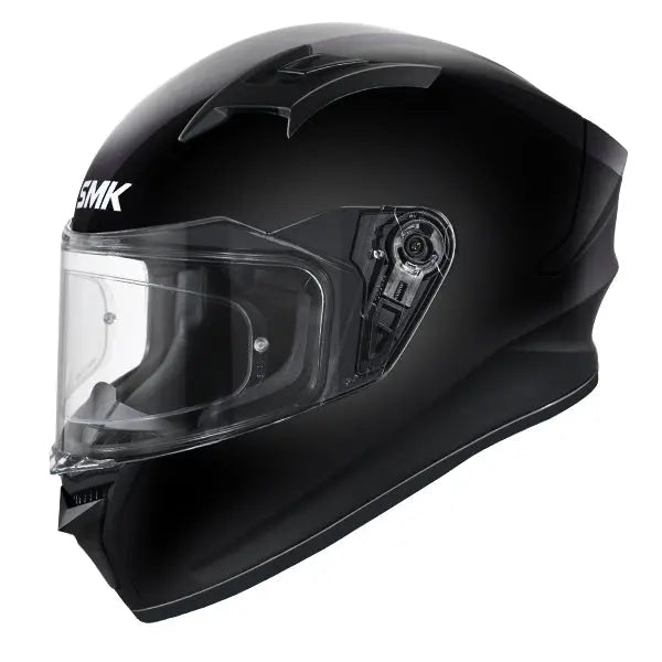 SMK Stellar Unicolour GL200 Black helmet, left-side three-quarter view