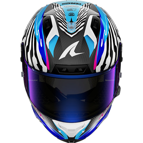 Shark Aeron Speed-Fancy Carbon / White / Blue FREE UK Delivery, FREE 365 Day Returns | Moto Central