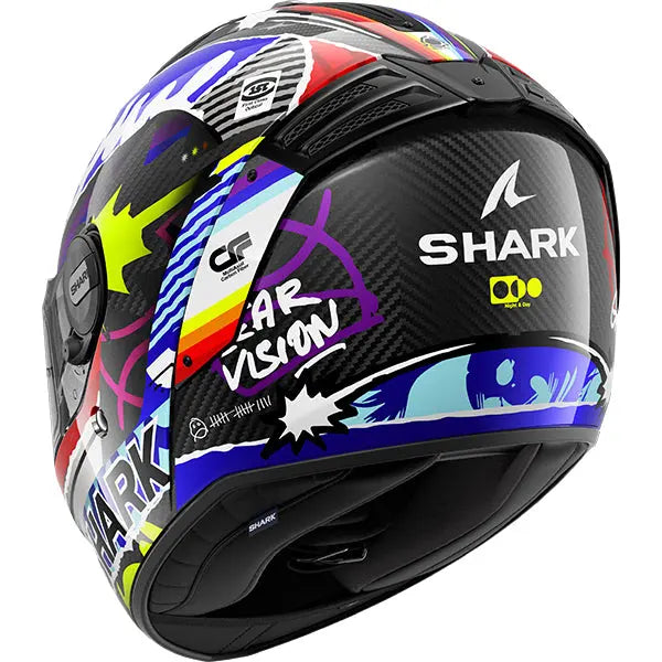 Shark Spartan RS Carbon Streetrush Carbon / Blue / Yellow / White FREE UK Delivery, FREE 365 Day Returns | Moto Central