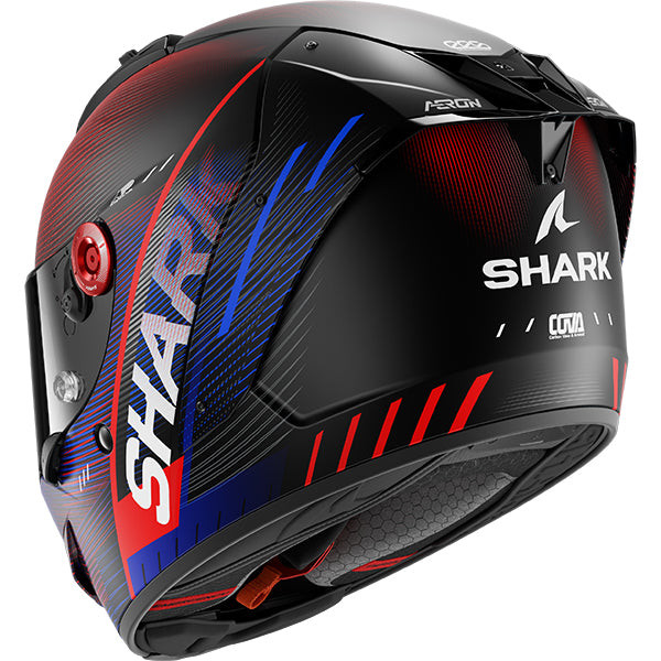 Shark Aeron Speed-Tech Matt Carbon / Blue / Red FREE UK Delivery, FREE 365 Day Returns | Moto Central