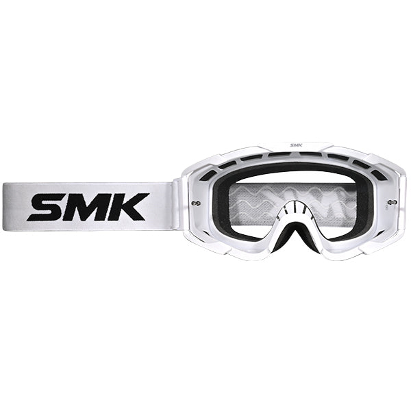 SMK Terrain Motocross Goggles White / Clear Lens / White Strap