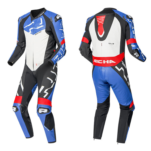 Richa Stradale GP 1 Piece Leather Suit Blue / White / Black / Red FREE UK Delivery, FREE 365 Day Returns | Moto Central
