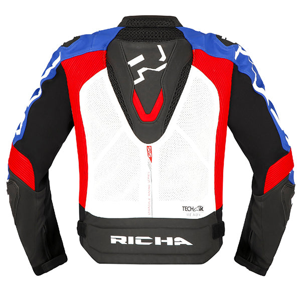 Richa Stradale Leather Jacket Blue / White / Blue / Red FREE UK Delivery, FREE 365 Day Returns | Moto Central