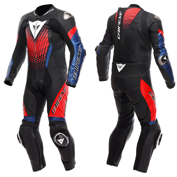 Dainese Laguna Seca 6 Perforated 1 Piece Leather Suit Black / Blue / Red - FREE UK Delivery, FREE 365 Day Returns | Moto Central