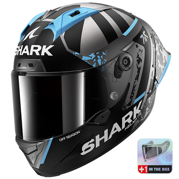Shark Aeron-GP FIM 2 Fernandez Black / Silver / Blue FREE UK Delivery, FREE 365 Day Returns | Moto Central