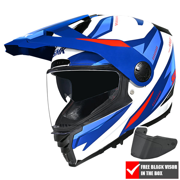 SMK Ares Claw GL153 Blue / White / Red FREE UK Delivery, FREE 365 Day Returns | Moto Central