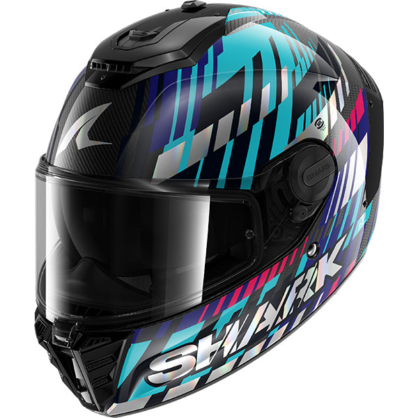 Shark Spartan RS Carbon Vibetrack Black / Teal / Blue FREE UK Delivery, FREE 365 Day Returns | Moto Central
