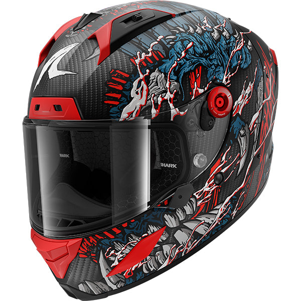 Shark Aeron Shaytan 2 Matt Carbon / Red / Anthracite FREE UK Delivery, FREE 365 Day Returns | Moto Central