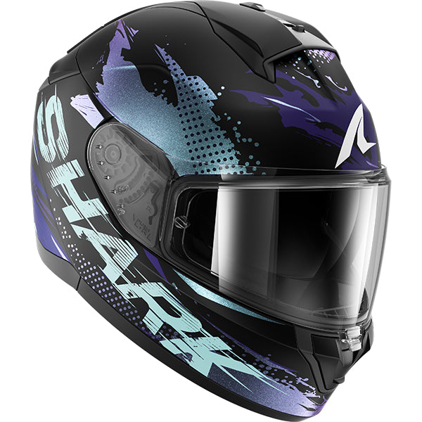 Shark Ridill 2 Whizz Matt Black / Violet / Teal FREE UK Delivery, FREE 365 Day Returns | Moto Central