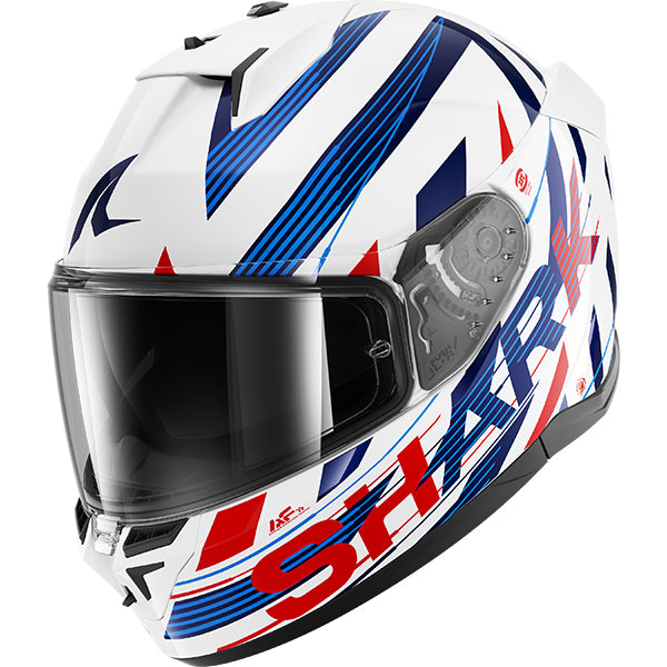 Shark D-Skwal 3 Dashed White / Blue / Red FREE UK Delivery, FREE 365 Day Returns | Moto Central