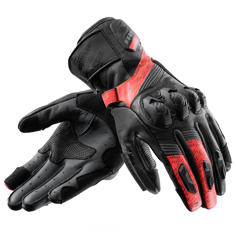 Rebelhorn Viper Gloves Black / Grey / Fluo Red FREE UK Delivery, FREE 365 Day Returns | Moto Central