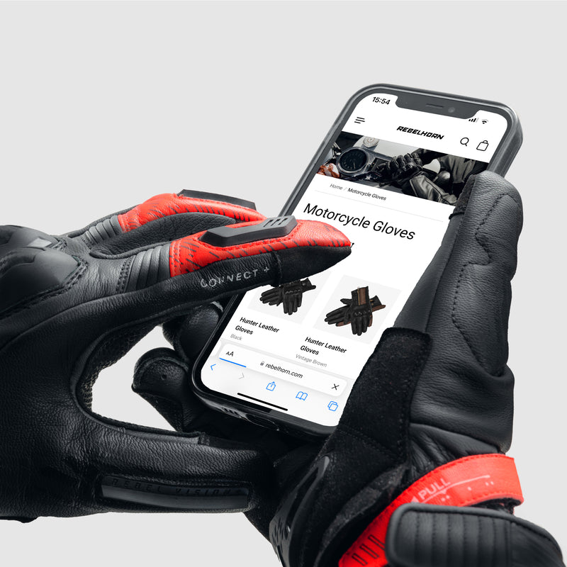 Rebelhorn Viper Gloves Black / Grey / Fluo Red FREE UK Delivery, FREE 365 Day Returns | Moto Central