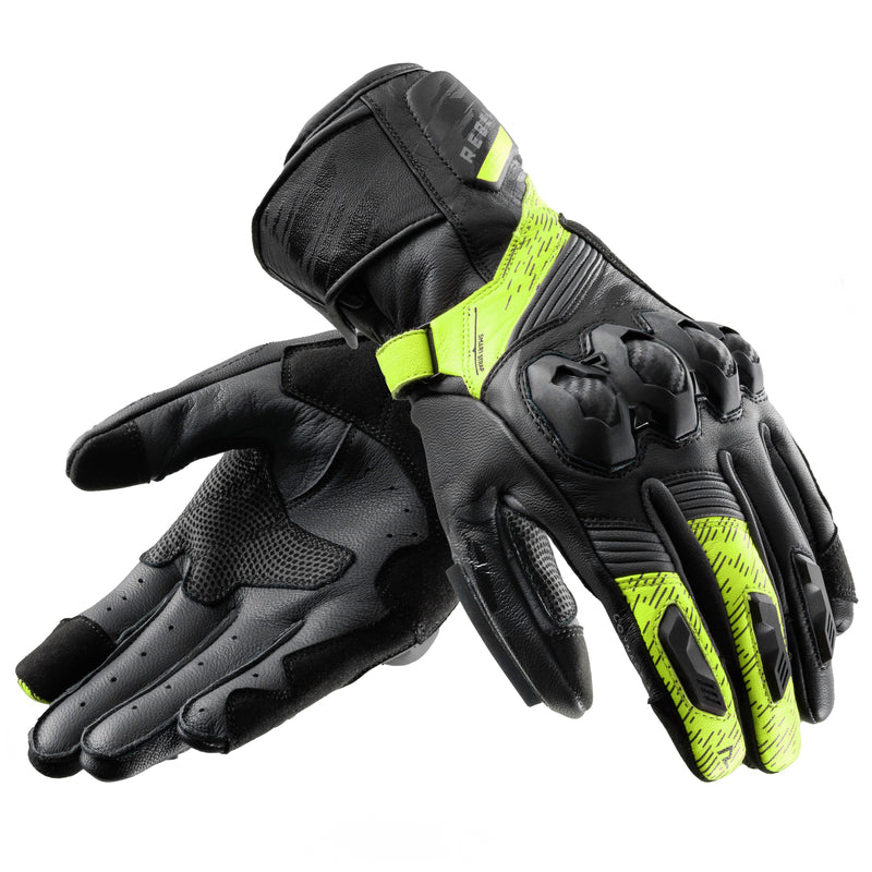 Rebelhorn Viper Gloves Black / Grey / Fluo Yellow FREE UK Delivery, FREE 365 Day Returns | Moto Central