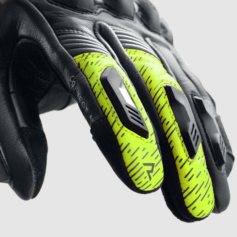 Rebelhorn Viper Gloves Black / Grey / Fluo Yellow FREE UK Delivery, FREE 365 Day Returns | Moto Central