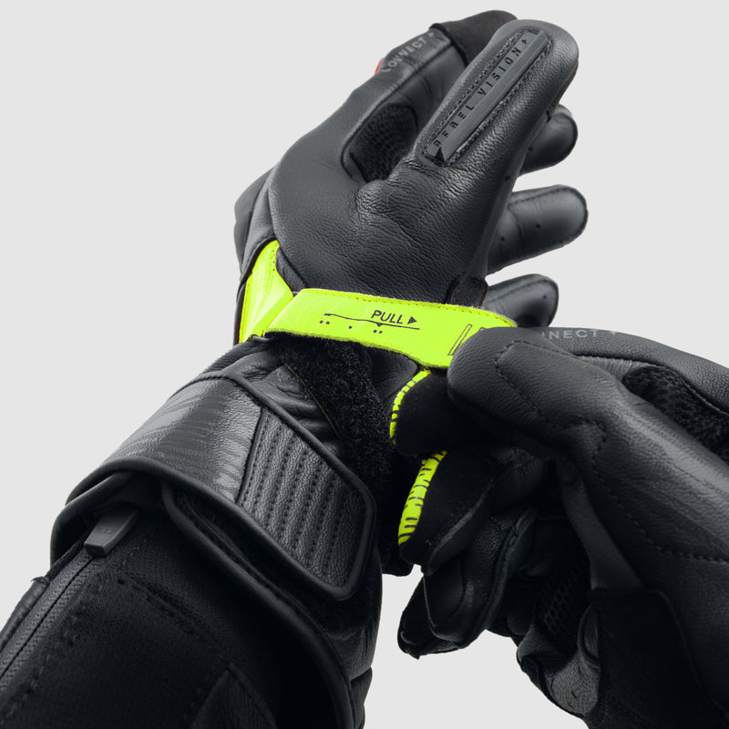 Rebelhorn Viper Gloves Black / Grey / Fluo Yellow FREE UK Delivery, FREE 365 Day Returns | Moto Central