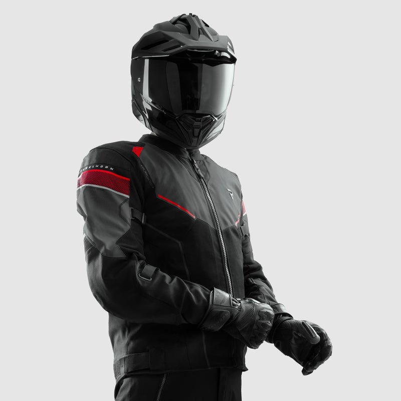 Rebelhorn Hiflow 5 Textile Jacket Black / Grey / Red FREE UK Delivery, FREE 365 Day Returns | Moto Central