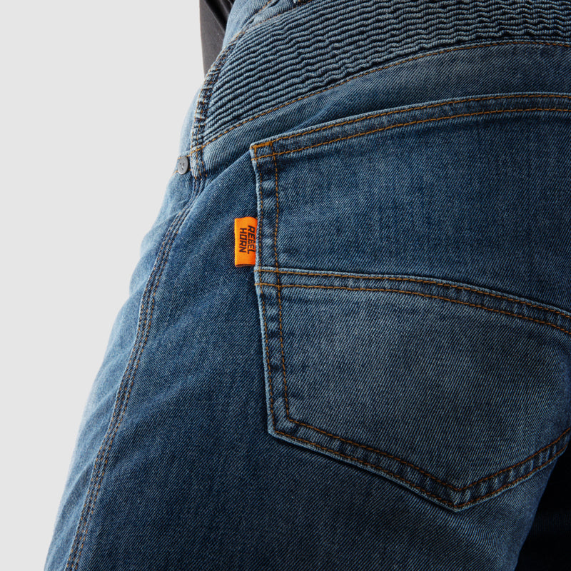 Rebelhorn Vandal Jeans Monolayer Washed Blue FREE UK Delivery, FREE 365 Day Returns | Moto Central