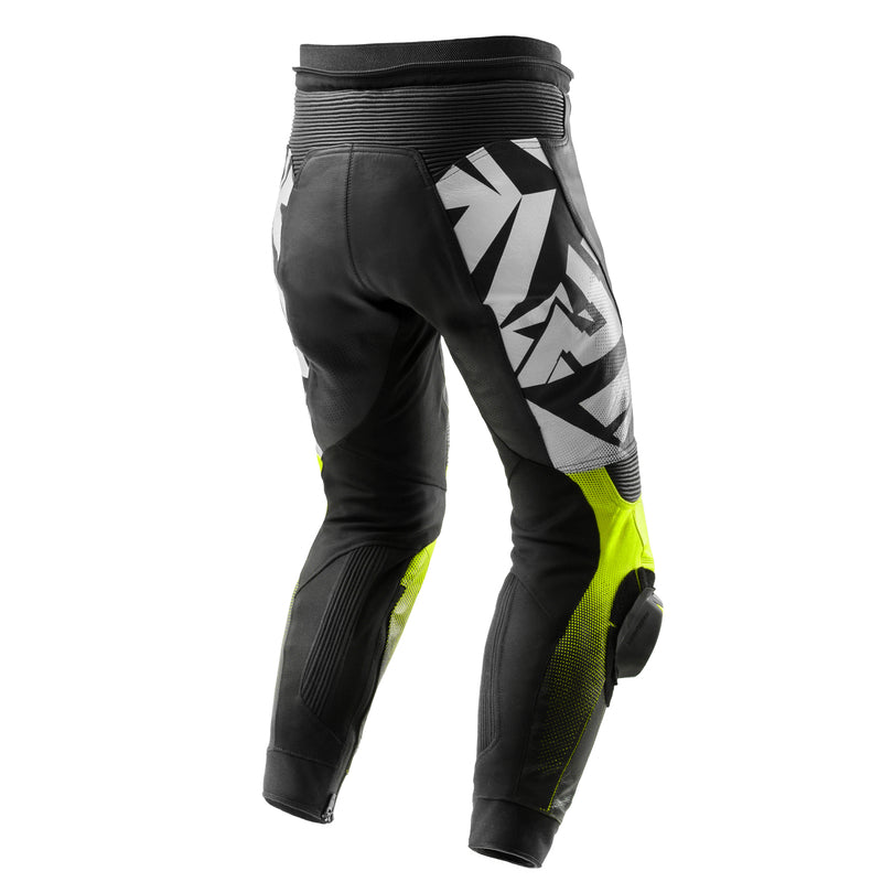 Rebelhorn Inferno Leather Trouser Black / White / Fluo Yellow FREE UK Delivery, FREE 365 Day Returns | Moto Central