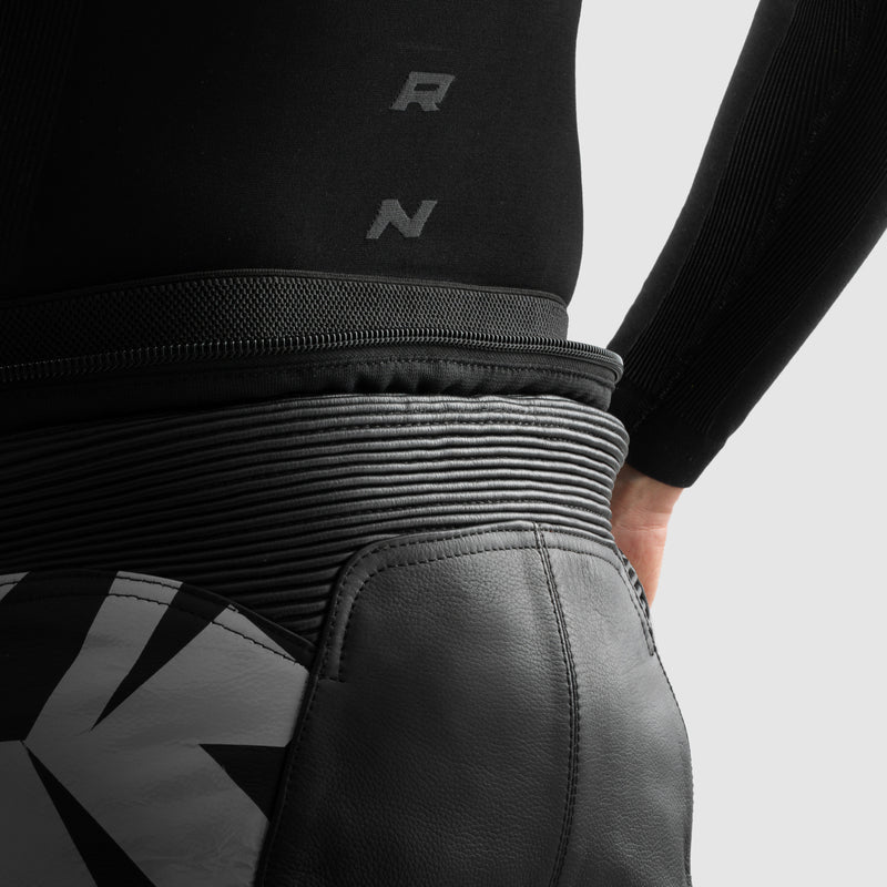 Rebelhorn Inferno Leather Trouser Black / White / Fluo Yellow FREE UK Delivery, FREE 365 Day Returns | Moto Central