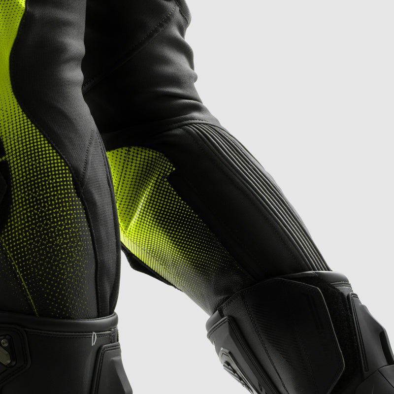 Rebelhorn Inferno Leather Trouser Black / White / Fluo Yellow FREE UK Delivery, FREE 365 Day Returns | Moto Central