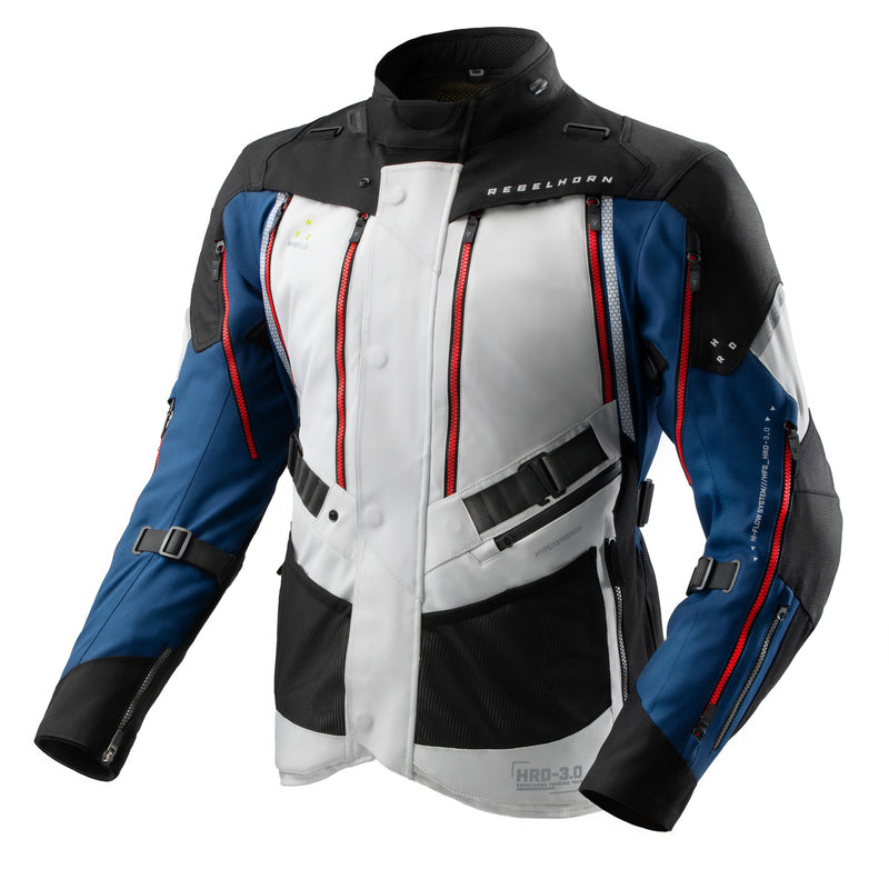 Rebelhorn Hardy 3.0 Textile Jacket Blue / Grey / Red FREE UK Delivery, FREE 365 Day Returns | Moto Central