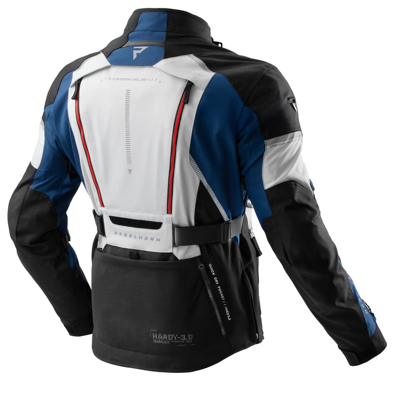 Rebelhorn Hardy 3.0 Textile Jacket Blue / Grey / Red FREE UK Delivery, FREE 365 Day Returns | Moto Central