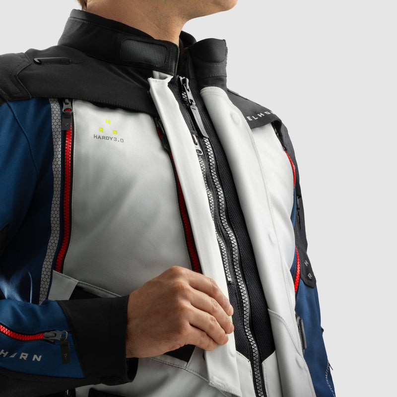 Rebelhorn Hardy 3.0 Textile Jacket Blue / Grey / Red FREE UK Delivery, FREE 365 Day Returns | Moto Central