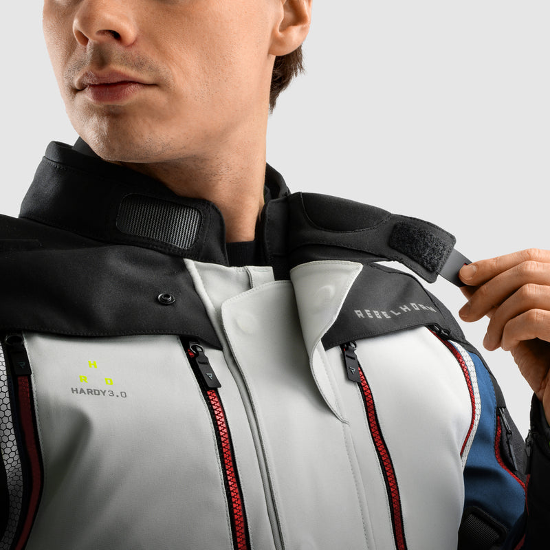 Rebelhorn Hardy 3.0 Textile Jacket Blue / Grey / Red FREE UK Delivery, FREE 365 Day Returns | Moto Central