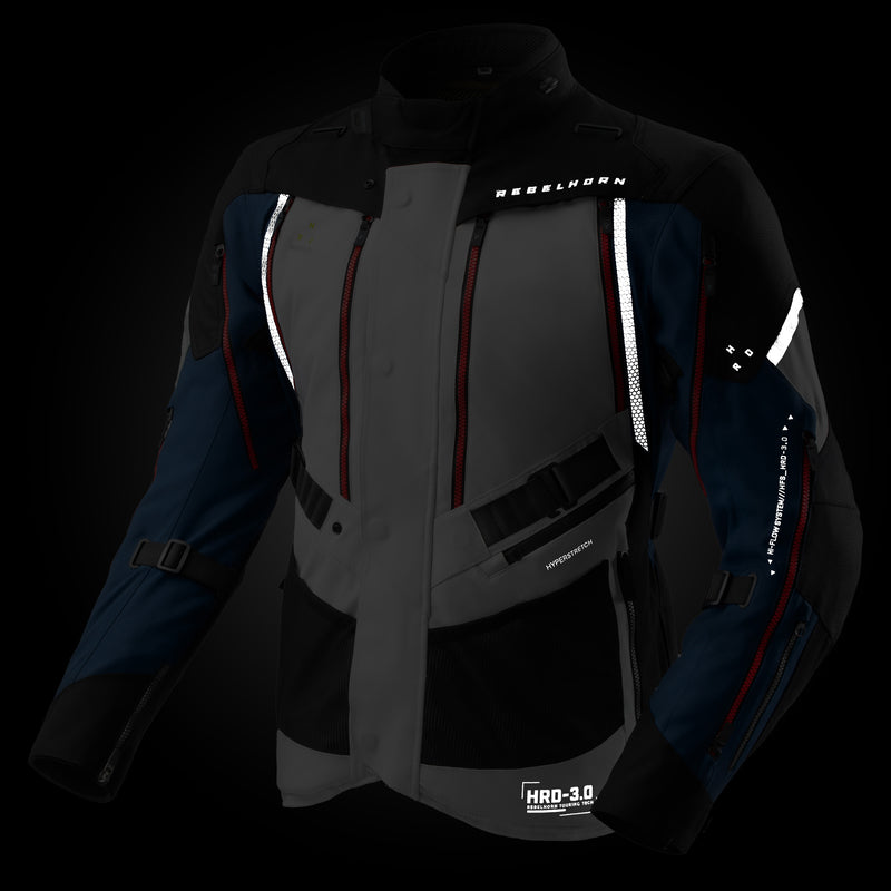 Rebelhorn Hardy 3.0 Textile Jacket Blue / Grey / Red FREE UK Delivery, FREE 365 Day Returns | Moto Central