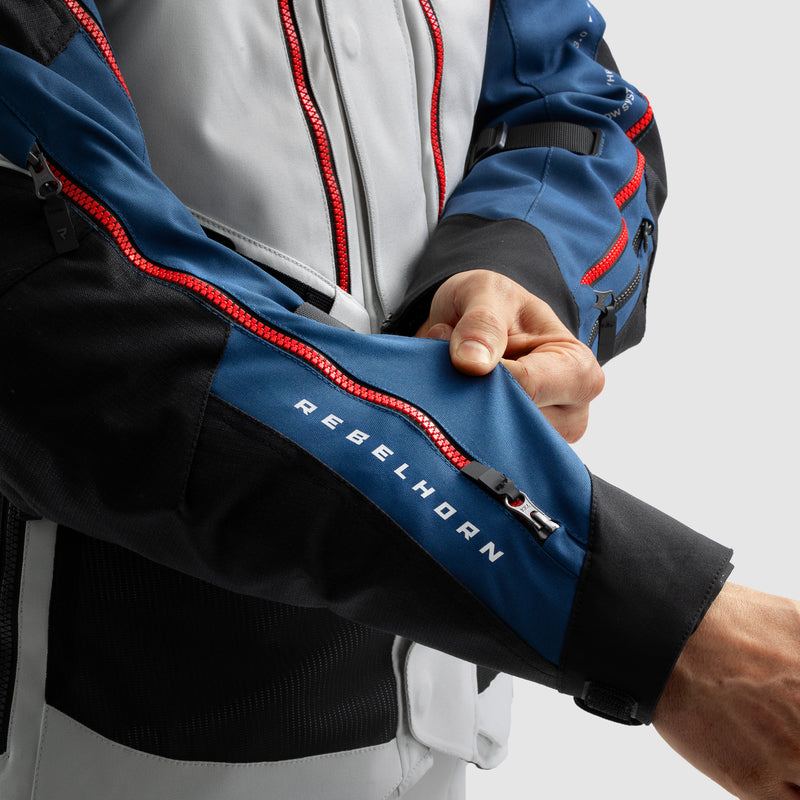 Rebelhorn Hardy 3.0 Textile Jacket Blue / Grey / Red FREE UK Delivery, FREE 365 Day Returns | Moto Central