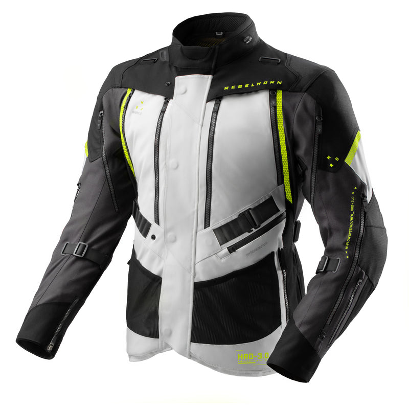 Rebelhorn Hardy 3.0 Textile Jacket Black / Light Grey / Fluo Yellow FREE UK Delivery, FREE 365 Day Returns | Moto Central