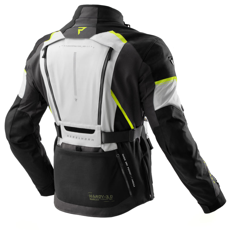 Rebelhorn Hardy 3.0 Textile Jacket Black / Light Grey / Fluo Yellow FREE UK Delivery, FREE 365 Day Returns | Moto Central