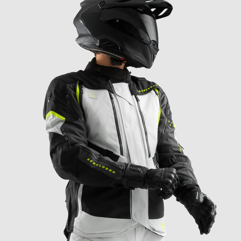Rebelhorn Hardy 3.0 Textile Jacket Black / Light Grey / Fluo Yellow FREE UK Delivery, FREE 365 Day Returns | Moto Central