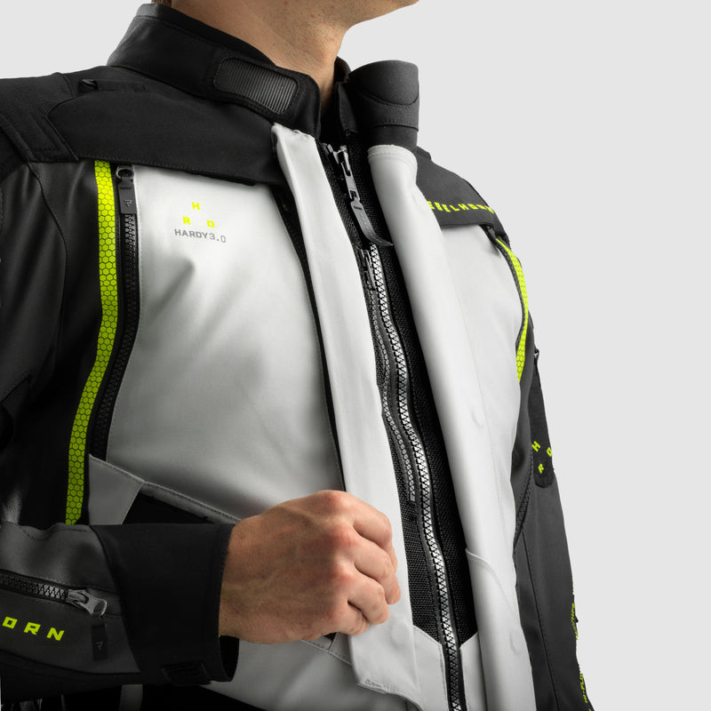 Rebelhorn Hardy 3.0 Textile Jacket Black / Light Grey / Fluo Yellow FREE UK Delivery, FREE 365 Day Returns | Moto Central