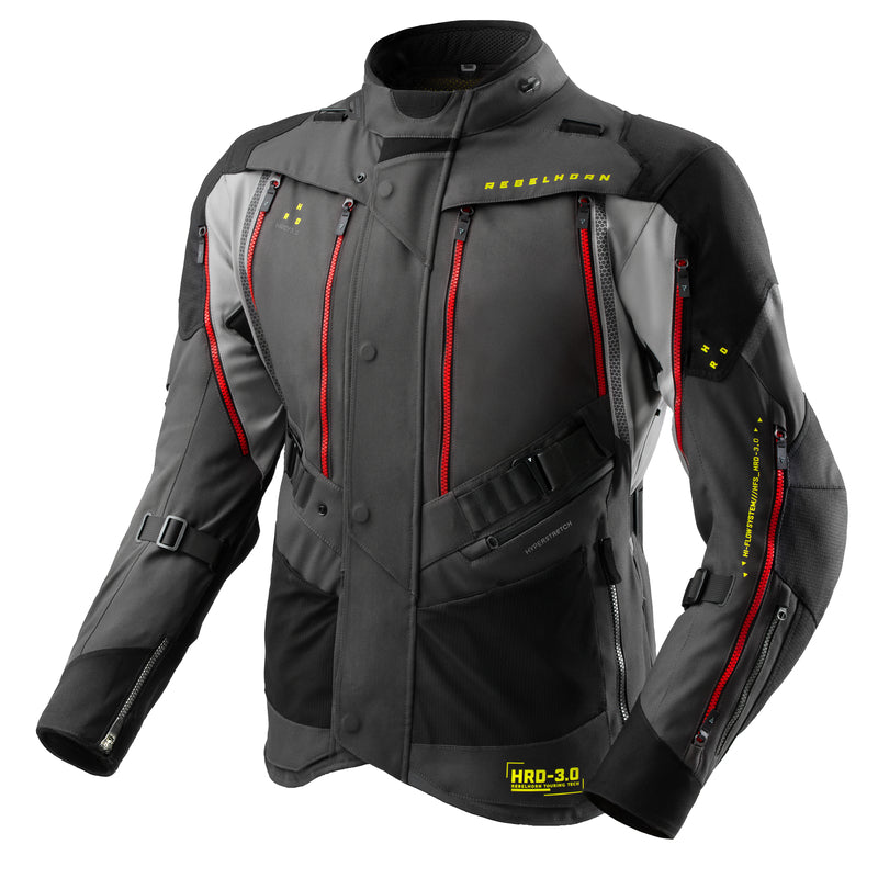 Rebelhorn Hardy 3.0 Textile Jacket Dark Grey / Black / Fluo Yellow FREE UK Delivery, FREE 365 Day Returns | Moto Central