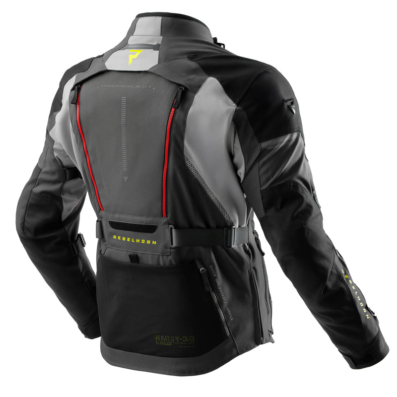 Rebelhorn Hardy 3.0 Textile Jacket Dark Grey / Black / Fluo Yellow FREE UK Delivery, FREE 365 Day Returns | Moto Central