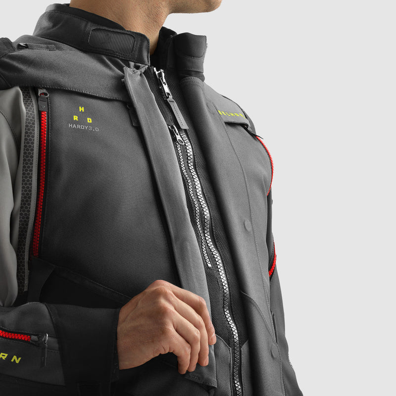 Rebelhorn Hardy 3.0 Textile Jacket Dark Grey / Black / Fluo Yellow FREE UK Delivery, FREE 365 Day Returns | Moto Central