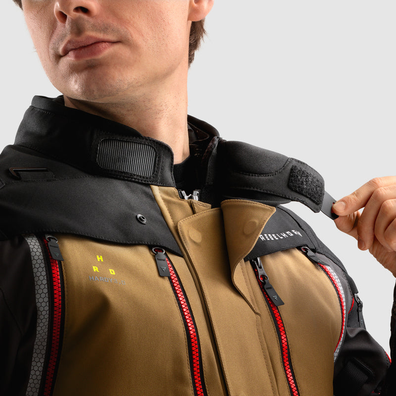 Rebelhorn Hardy 3.0 Textile Jacket Desert / Grey / Red FREE UK Delivery, FREE 365 Day Returns | Moto Central