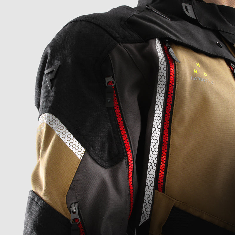Rebelhorn Hardy 3.0 Textile Jacket Desert / Grey / Red FREE UK Delivery, FREE 365 Day Returns | Moto Central