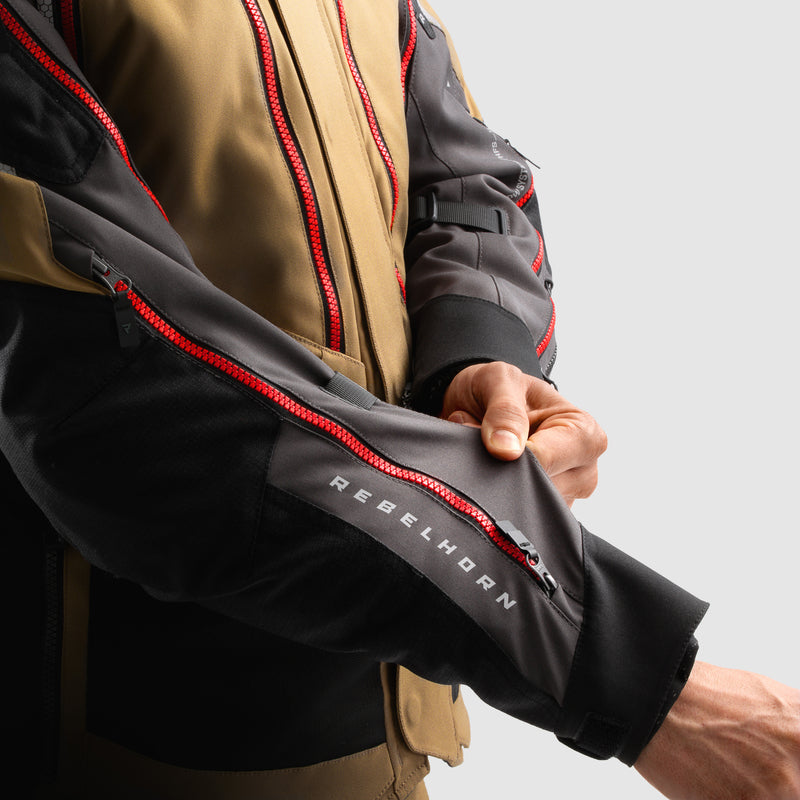 Rebelhorn Hardy 3.0 Textile Jacket Desert / Grey / Red FREE UK Delivery, FREE 365 Day Returns | Moto Central
