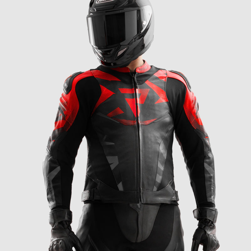 Rebelhorn Inferno Leather Jacket Black / Fluo Red FREE UK Delivery, FREE 365 Day Returns | Moto Central