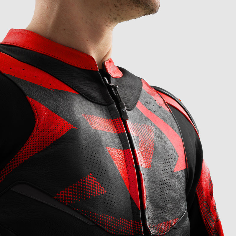 Rebelhorn Inferno Leather Jacket Black / Fluo Red FREE UK Delivery, FREE 365 Day Returns | Moto Central