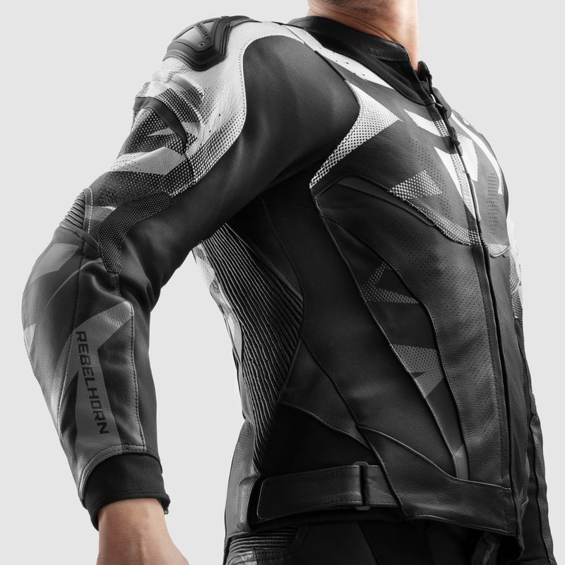 Rebelhorn Inferno Leather Jacket Black / White FREE UK Delivery, FREE 365 Day Returns | Moto Central