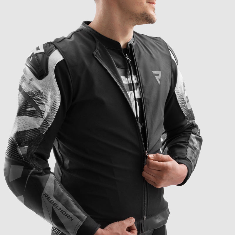 Rebelhorn Inferno Leather Jacket Black / White FREE UK Delivery, FREE 365 Day Returns | Moto Central