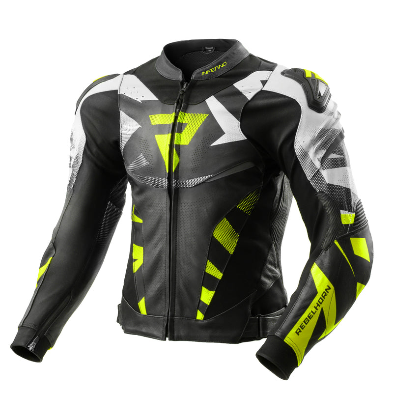 Rebelhorn Inferno Leather Jacket Black / Fluo Yellow FREE UK Delivery, FREE 365 Day Returns | Moto Central