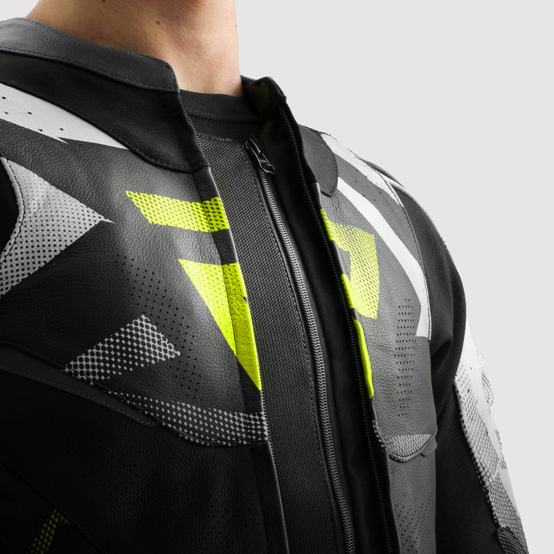 Rebelhorn Inferno Leather Jacket Black / Fluo Yellow FREE UK Delivery, FREE 365 Day Returns | Moto Central