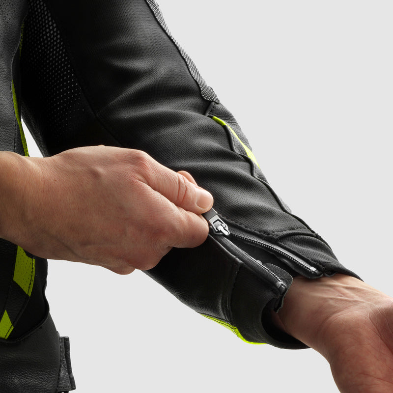 Rebelhorn Inferno Leather Jacket Black / Fluo Yellow FREE UK Delivery, FREE 365 Day Returns | Moto Central