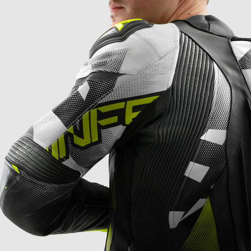 Rebelhorn Inferno Leather Jacket Black / Fluo Yellow FREE UK Delivery, FREE 365 Day Returns | Moto Central